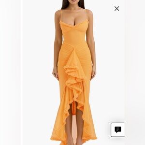 Elegant Orange Ruffled Dress